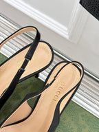 GG Horsebit Slingback 85MM Black Leather Point Toe