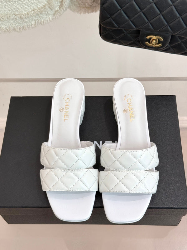 CC 25 Mid Heel Mule 5CM White Italian Leather 225350