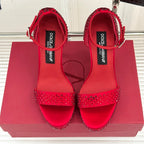 DC 24 Rhinestone Sandals Red Sheepskins & Cowhide 304707