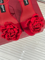 DC 24 Keira Floral-Appliqué Sandals Red Sheepskins & Cowhide 304709