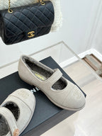 CC 25A Mary Janes Grey Suede And Lambswool 404663