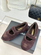 CC 25A Mary Janes Chocolate Suede And Lambswool 404665
