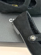 CC 25A Mary Janes Black Suede And Lambswool 404666
