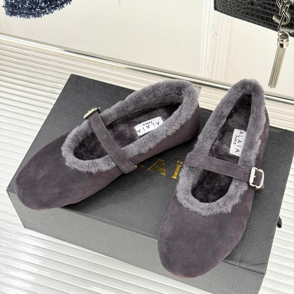 Alaia 25WF Mary Jane charcoal grey suede wool 472222