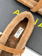 Alaia 25WF Mary Jane caramel brown suede wool 472223