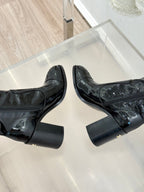 CC Classic Long Boots Block Heel 90mm Black Patent Leather 465395