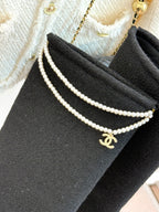 Chanel 25 Four-Leaf Clover Pearls Double C Long Boots Black Woven Sheepskin 465407