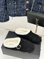 Alaia 25WF slippers belt buckle black suede wool 472226