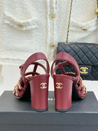 Cruise 25/26 Slingbacks 90mm Black Burgundy Lambskin & Patent Calfskin