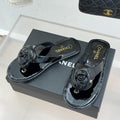 CC 26C Early Spring Camellia Slide Black Patent Leather