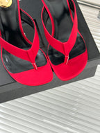 YSL Opyum Mule Sandals 8.5cm Red Satin Leather 642927