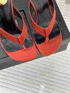 YSL Opyum Mule Sandals 8.5cm Orange Satin Leather