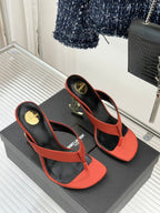 YSL Opyum Mule Sandals 8.5cm Orange Satin Leather