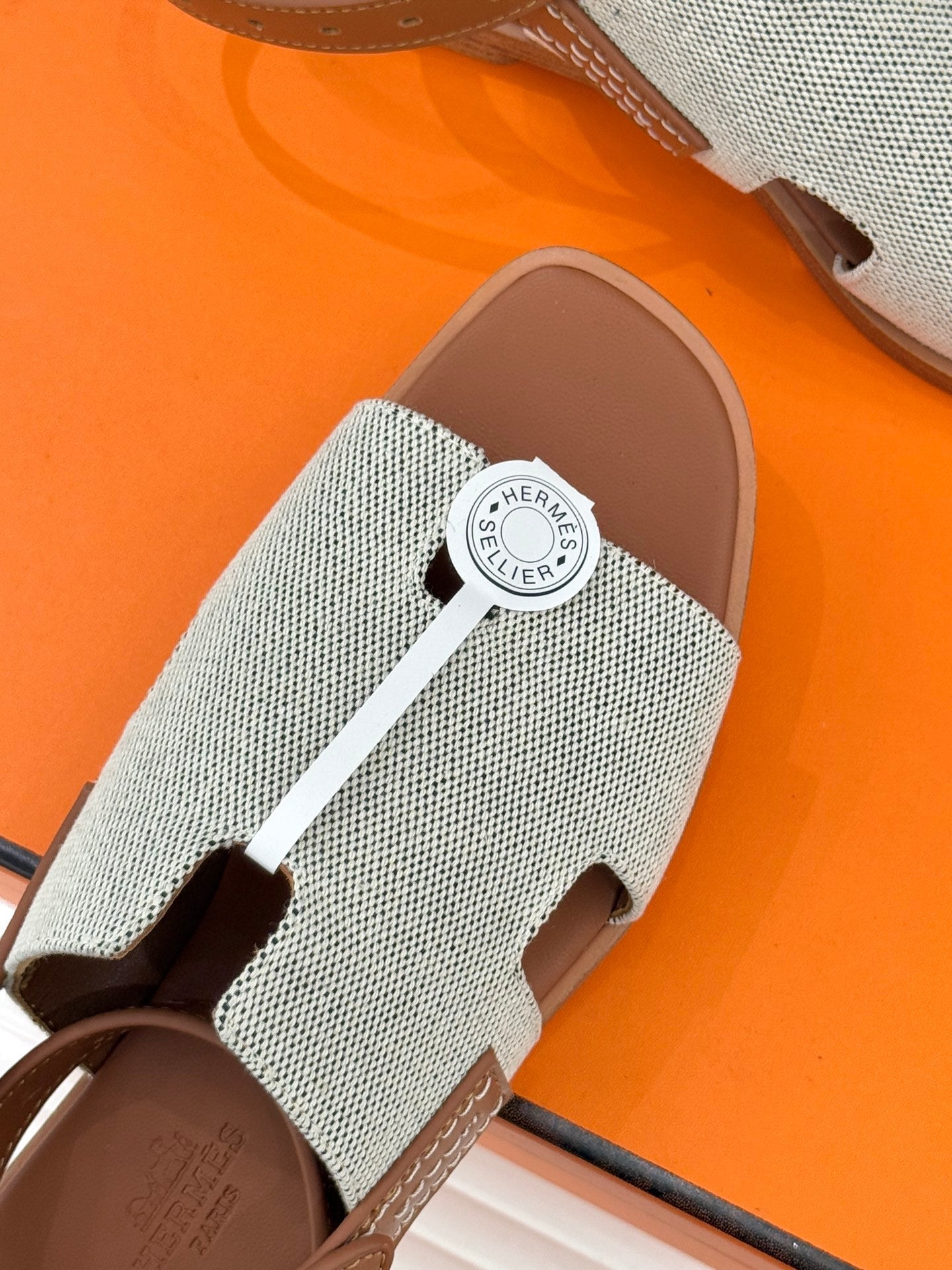 HM Maya Sandal Brown White Leather Canvas 642790