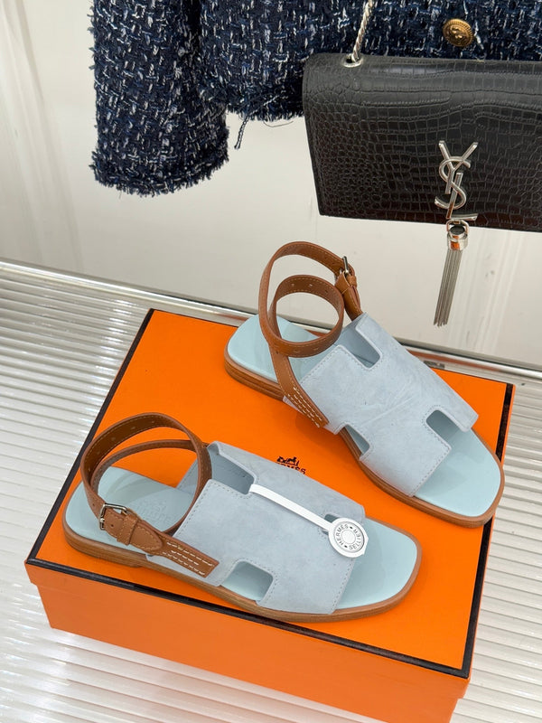 HM Maya Sandal Grey-Blue Suede Leather 642796