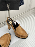 YSL 26WF Le Slingback 10.5cm Tan Suede 642952