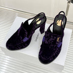 YSL 26WF Le Slingback 10.5cm Purple Velvet 642957