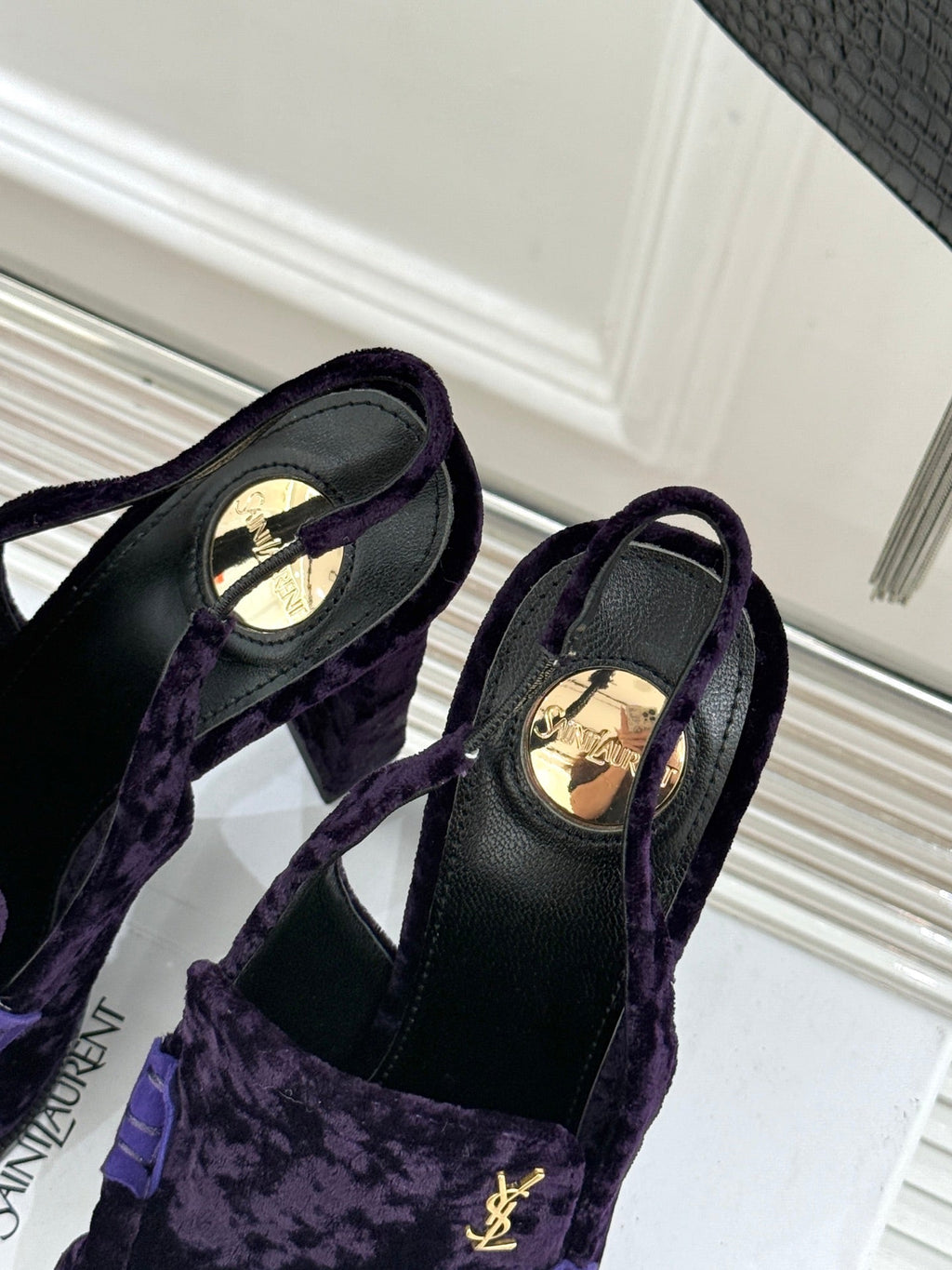 YSL 26WF Le Slingback 10.5cm Purple Velvet 642957