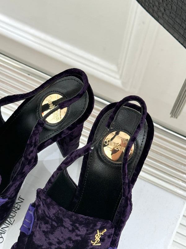 YSL 26WF Le Slingback 10.5cm Purple Velvet 642957