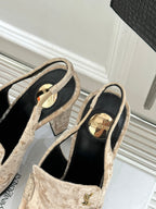 YSL 26WF Le Slingback 10.5cm Beige Velvet 642959