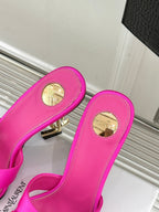 YSL Opyum Sandal 85 Pink Slik Leather 642936