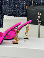YSL Opyum Sandal 85 Pink Slik Leather 642936