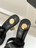 YSL Opyum Sandal 85 Black Silk Leather 642942