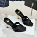 YSL Opyum Sandal 85 Black Silk Leather 642942
