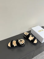 Dioract Sandal In Black Suede And Wool Fleece Lining 109869