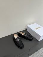 CD Loafers In Black Lambskin And Fleece Lining 109291