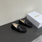 CD Loafers In Black Lambskin And Fleece Lining 109291