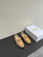 CD Loafers In Beige Brown Suede And Fleece Lining 109295