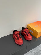 CD Sneaker In Red Mix Burgundy Calfskin And Mesh Fabric 109252