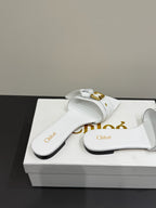 Loewe 25 Bow Metal Buckle Slide White Cowhide