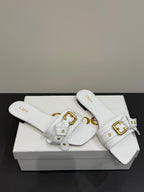 Loewe 25 Bow Metal Buckle Slide White Cowhide