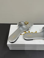 Loewe 25 Bow Metal Buckle Slide Sliver Cowhide