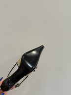 Miu slingback pump metallic gold leather