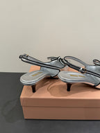 Miu slingback pump metallic sliver leather