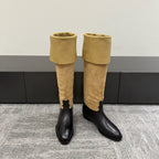 CC Métiers d’art Thigh Boots Beige Black Suede Calfskin 417836