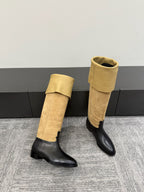 CC Métiers d’art Thigh Boots Beige Black Suede Calfskin 417836