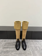 CC Métiers d’art Thigh Boots Beige Black Suede Calfskin 417836