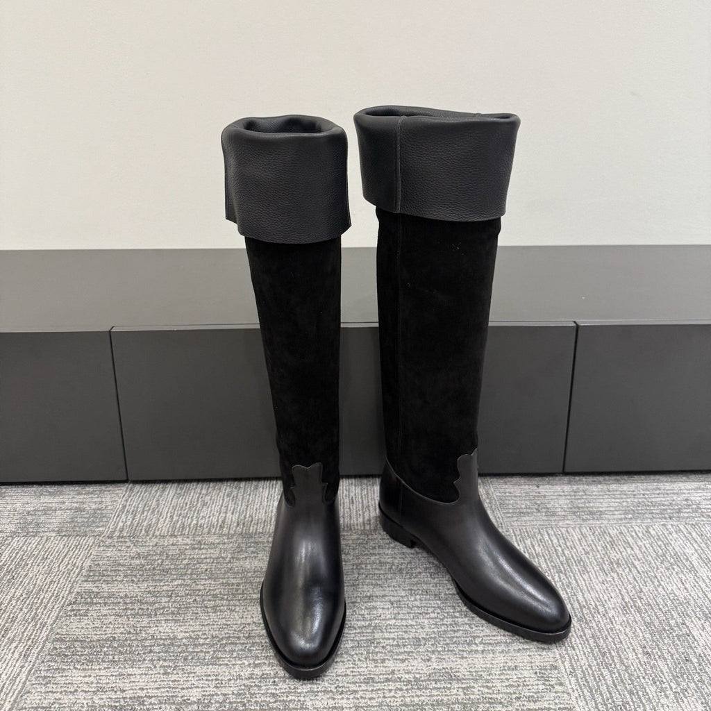 CC Métiers d’art Thigh Boots Black Suede Calfskin 417837