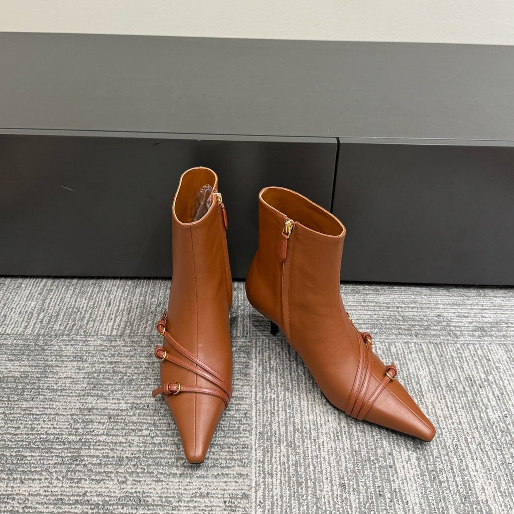 Miu short boots brown cowhide 417981