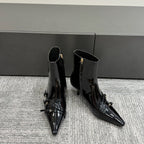 Miu short boots 40mm black patent leather 417985