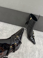 Miu short boots 90mm black patent leather 417986