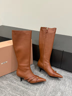 Miu 40 knee high boots brown cowhide