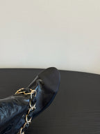 CC 25S High Boots With Chain Black Cowhide & Sheepskin 417848