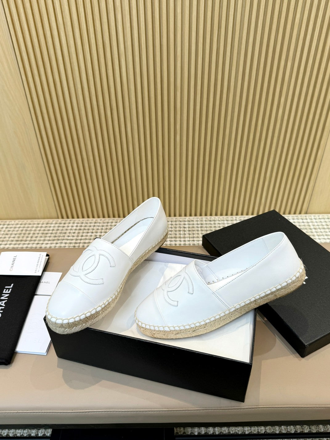 cc espadrilles all white calfskin