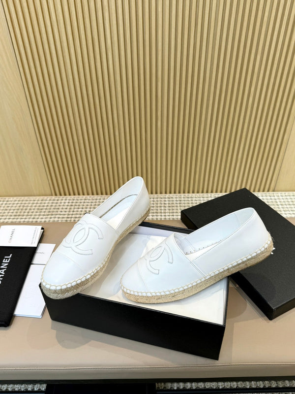 cc espadrilles all white calfskin