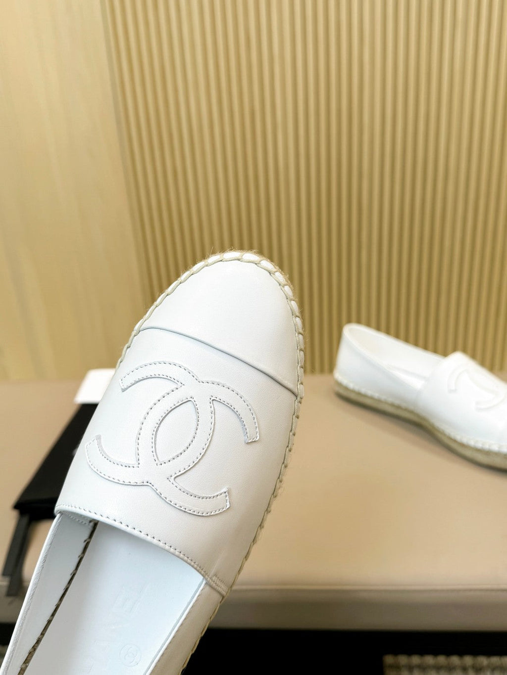 cc espadrilles all white calfskin